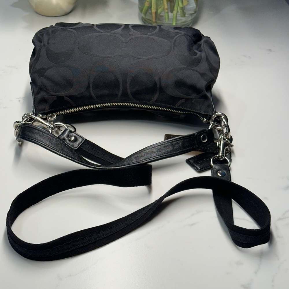 Coach Black Signature Jacquard Shoulder Bag with Silver Hardware - Picture 9 of 14